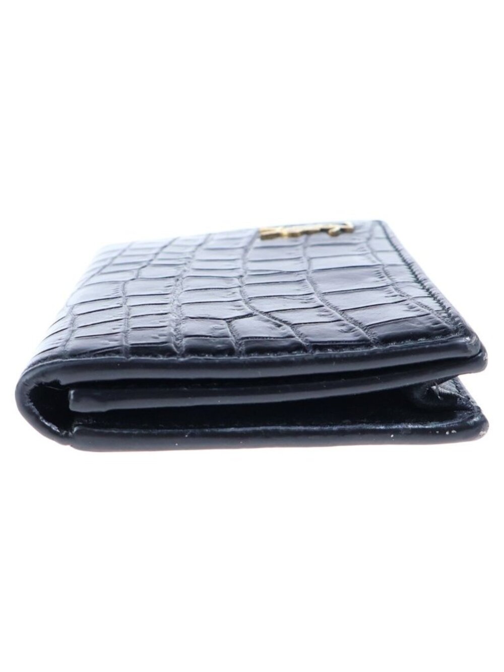 Saint Laurent Paris Croco Embossed Leather Card Case Business Black - Picture 4 of 6